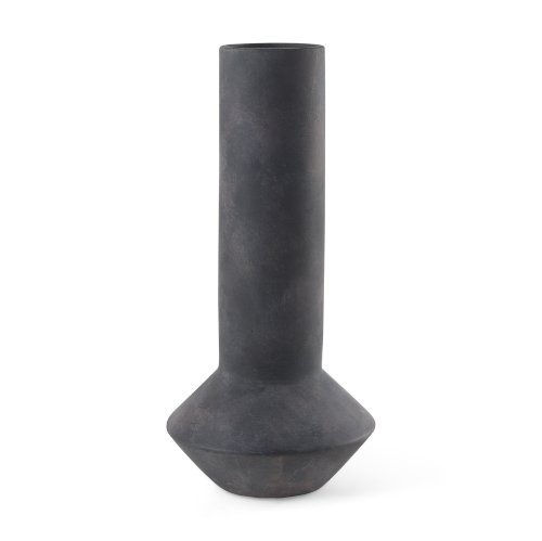 69809 - Esme 7.1L x 7.1W x 15.0H Dark Gray Ceramic Vase