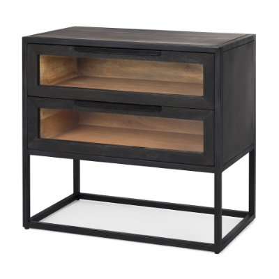69888 - Sloan Black Wood W/Black Metal Frame Side Table