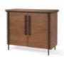 69930 - Maddox  40.0L x 18.5W x 32.75H Brown Solid Wood Black Metal 2 Door Accent Cabinet