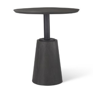 Maxwell 32" Round Pedestal Dining Table | Modern | Black-Brown Wood & Black Metal | Seats 2