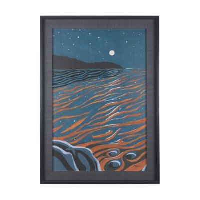 14270 - Sea bay at night II by Mercana Studio a Hand Embellished Textured Framed Art Print