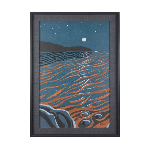 14270 - Sea bay at night II by Mercana Studio a Hand Embellished Textured Framed Art Print