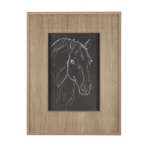 14274 - Thoroughbred Dark III by Mercana Studio Hand Embellished Textured Framed Art Print Matted under Glas