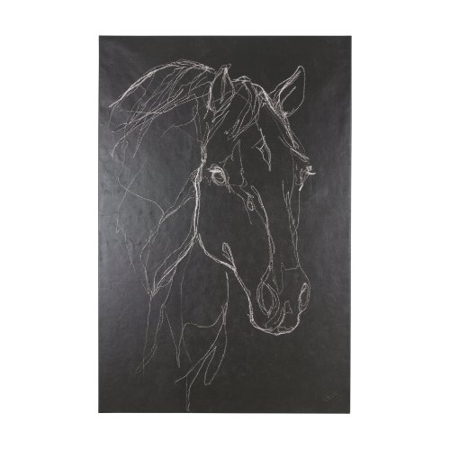 102225-L - Thoroughbred Dark III by Mercana Studio a Hand Embellished Textured Canvas
