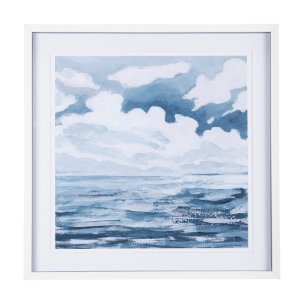 Cloud and Sea by Mercana Studio a Hand Embellished Textured Framed Art Print Matted under Glass
