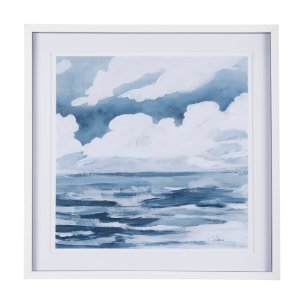 Cloud and Sea by Mercana Studio a Hand Embellished Textured Framed Art Print Matted under Glass