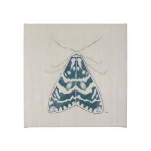 Moth Blue III by Mercana Studio a Hand Embellished Textured Canvas