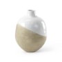 69795 - Amos 18.5L x 18.5W x 24.4H White and Dark Beige Color Blocked Ceramic Floor Vase