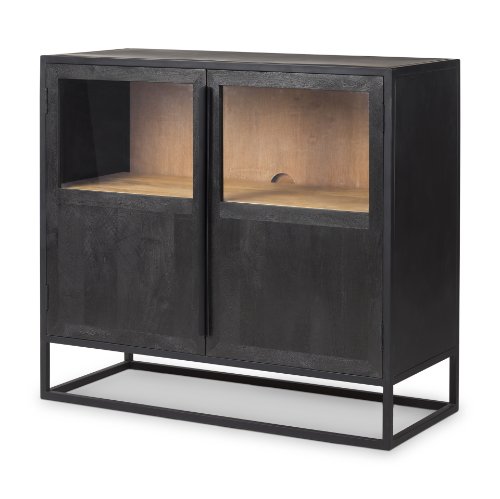 69887 - Sloan 40.0W Black Wood W/Black Metal Frame Accent Cabinet