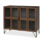 69916 - Pandora Dark Brass Metal W/Red Wood 2 Door Accent Cabinet