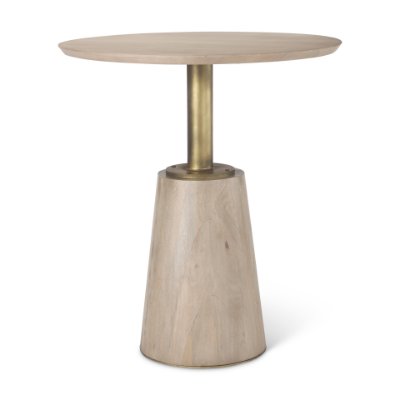 69927-AB - Maxwell 32" Round Light Wood Tabletop & Base w/ Gold Metal Accent Pedestal Bistro Table