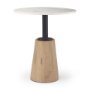 69928-AB - Maxwell 32" Round White Marble Tabletop w/ Blonde Wood & Black Metal Accent Pedestal Bistro Table