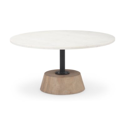 69976-AB - Maxwell  Marble Top Pedestal Base Round Coffee Table
