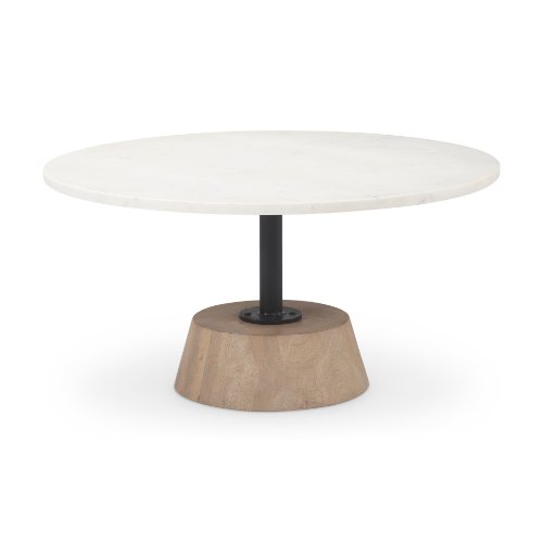 69976-AB - Maxwell  Marble Top Pedestal Base Round Coffee Table