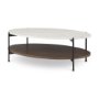 69978-AB - Larkin White Marble Top w/ Dark Brown Wood Shelf Oval Coffee Table