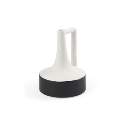 69648 - Burton 8.3H Small White and Black Ceramic Jug Vase