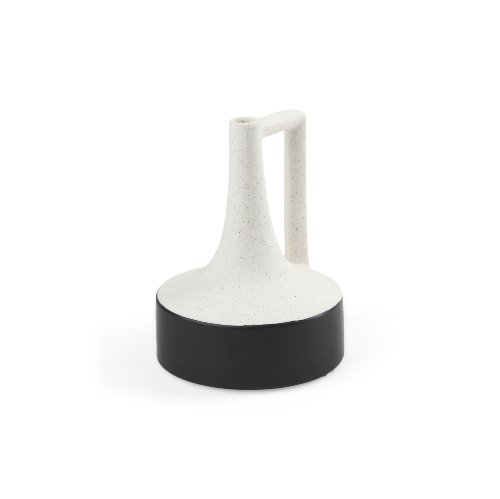 69648 - Burton 8.3H Small White and Black Ceramic Jug Vase