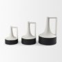69648 - Burton 8.3H Small White and Black Ceramic Jug Vase