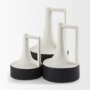 69648 - Burton 8.3H Small White and Black Ceramic Jug Vase