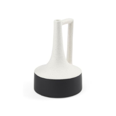 69649 - Burton 11.6H Medium White and Black Ceramic Jug Vase