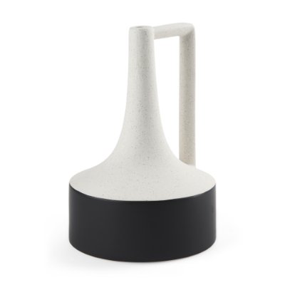69650 - Burton 13.1H Large White and Black Ceramic Jug Vase