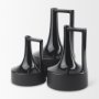 69979 - Burton 8.3H Small Glossy and Matte Black Ceramic Jug Vase