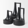 69981 - Burton 13.1H Large Glossy and Matte Black Ceramic Jug Vase