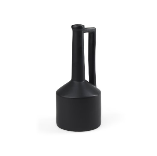 69986 - Burton 14.2H Medium Matte Black Ceramic Jug Vase