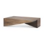 69781 - West 55L x 32W x 14H Medium Brown Wooden Angled Coffee Table