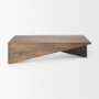 69781 - West 55L x 32W x 14H Medium Brown Wooden Angled Coffee Table