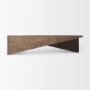 69781 - West 55L x 32W x 14H Medium Brown Wooden Angled Coffee Table
