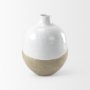 69795 - Amos 18.5L x 18.5W x 24.4H White and Dark Beige Color Blocked Ceramic Floor Vase