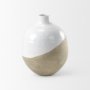 69795 - Amos 18.5L x 18.5W x 24.4H White and Dark Beige Color Blocked Ceramic Floor Vase