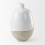 69796 - Amos 20.5L x 20.5W x 31.9H White and Dark Beige Color Blocked Ceramic Floor Vase