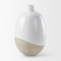 69796 - Amos 20.5L x 20.5W x 31.9H White and Dark Beige Color Blocked Ceramic Floor Vase