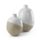 69796 - Amos 20.5L x 20.5W x 31.9H White and Dark Beige Color Blocked Ceramic Floor Vase