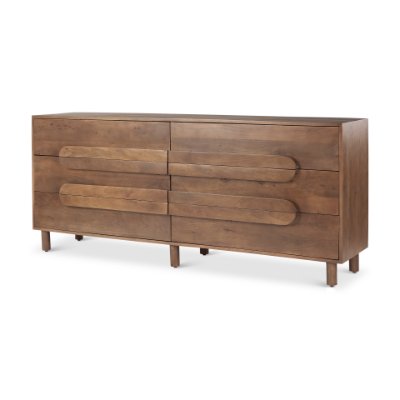 69940 - Astrid 71L x 17W x 30.3H Medium Brown Solid Wood 6 Drawer Sideboard