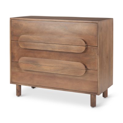 69941 - Astrid  36L x 17W x 30.3H Medium Brown Solid Wood 3 Drawer Cabinet