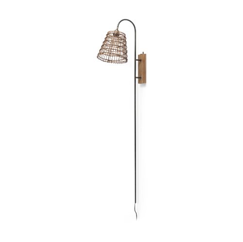 70045 - Kiley 28.0L x 7.0W x 15.6H Brown Woven Shade W/Black Metal Wall Sconce
