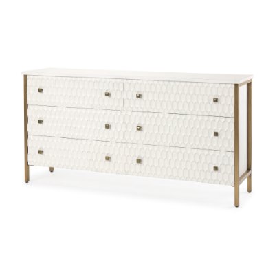 69759 - Savannah White Fir Veneer w/ Gold Metal Accents 6-Drawer Sideboard