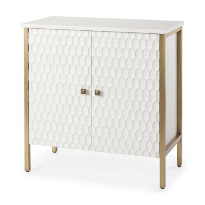 69760 - Savannah White Fir Veneer w/ Gold Metal Accent 2-Door Accent Cabinet