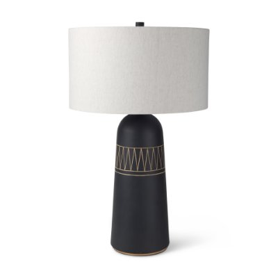 69788 - Javier 18.0L x 18.0W x 30.75H Black Base W/Cream Fabric Shade Table Lamp 