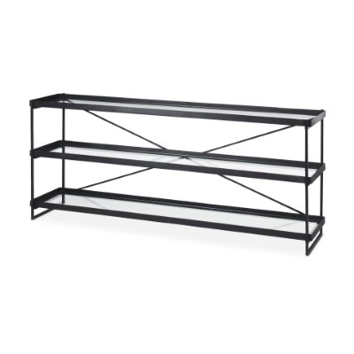 69785 - Trey 72.0"L x 16.0"W x 30.0"H Black Metal W/Glass Console Table