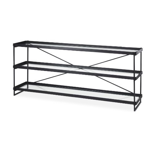69785 - Trey 72.0"L x 16.0"W x 30.0"H Black Metal W/Glass Console Table