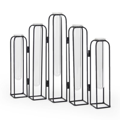 69778 - Mila 13.4L x 2.5W x 11.0H Metal and Glass Decorative Accent