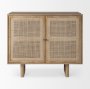 69909 - Grier 36" Light Brown Wood w/ Cane 2 Door Accent Cabinet