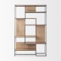 69718 - Morris 47.0L x 15.0W x 75.0H Light Brown Wood w/ Black Metal Frame 6-Tier Shelving Unit