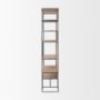 69718 - Morris 47.0L x 15.0W x 75.0H Light Brown Wood w/ Black Metal Frame 6-Tier Shelving Unit