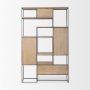 69718 - Morris 47.0L x 15.0W x 75.0H Light Brown Wood w/ Black Metal Frame 6-Tier Shelving Unit