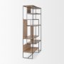69718 - Morris 47.0L x 15.0W x 75.0H Light Brown Wood w/ Black Metal Frame 6-Tier Shelving Unit